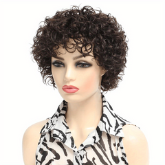Natural Brown Highlights Glueless Human Hair Wigs for Women