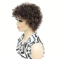 Natural Brown Highlights Glueless Human Hair Wigs for Women