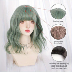 55 88 Cm Water Wave Hair Wigs With Bangs For Women