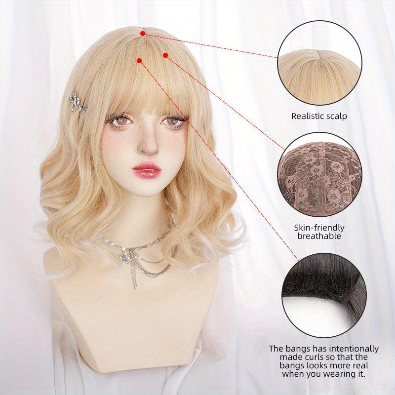 55 88 Cm Water Wave Hair Wigs With Bangs For Women