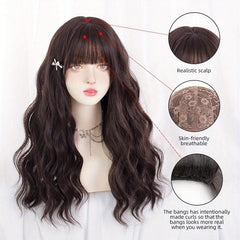 55 88 Cm Water Wave Hair Wigs With Bangs For Women