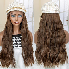 Curly Wavy Hair Wig with Beret Cap Synthetic Hair Replacement Women