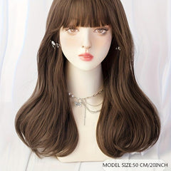 Long Wavy Hair Wig with Bangs for Party Cosplay Halloween