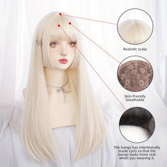 Long Curly Hair Wig Two Block Wig Bangs Synthetic Wig for Christmas Halloween