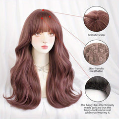 Long Curly Hair Wig Two Block Wig Bangs Synthetic Wig for Christmas Halloween