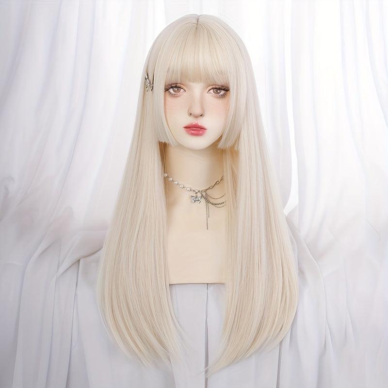 Long Curly Hair Wig Two Block Wig Bangs Synthetic Wig for Christmas Halloween