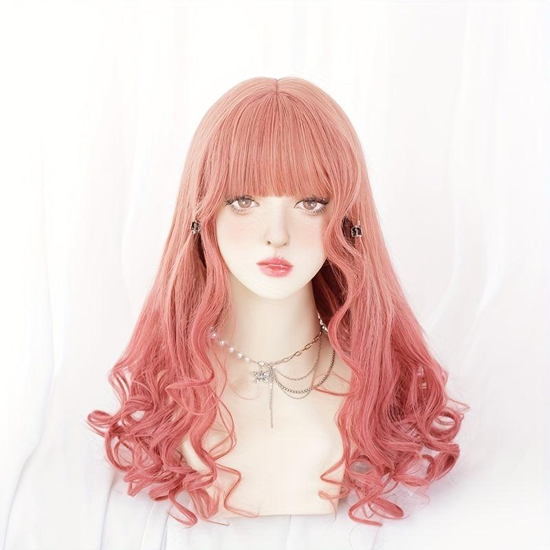 Long Curly Hair Wig Two Block Wig Bangs Synthetic Wig for Christmas Halloween