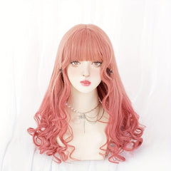 Long Curly Hair Wig Two Block Wig Bangs Synthetic Wig for Christmas Halloween