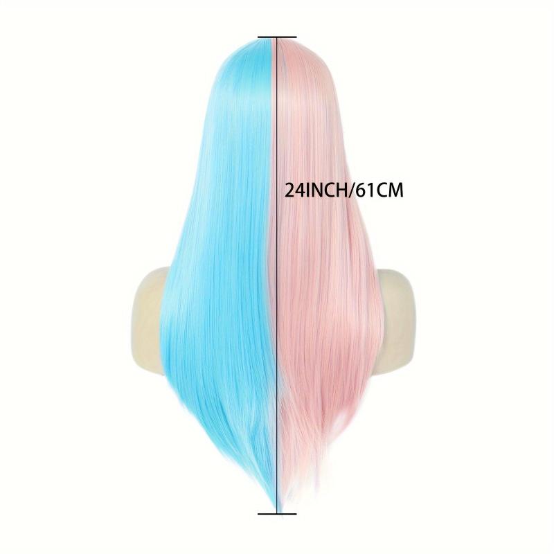 Pink Synthetic Wig With Bangs Cosplay Party Wig