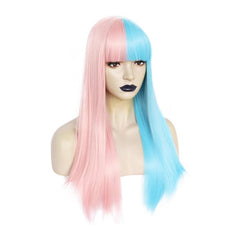 Pink Synthetic Wig With Bangs Cosplay Party Wig