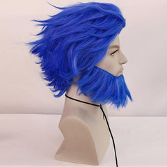 Short Straight Hair Wigs With Beard for Men Halloween Anime Cosplay