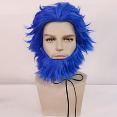 Short Straight Hair Wigs With Beard for Men Halloween Anime Cosplay