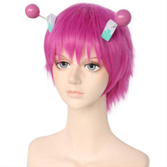 2 Clips Rose Short Wig Synthetic For Halloween Cosplay Wigs & 1pc Wig Cap