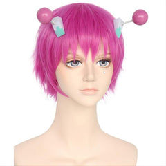 2 Clips Rose Short Wig Synthetic For Halloween Cosplay Wigs & 1pc Wig Cap