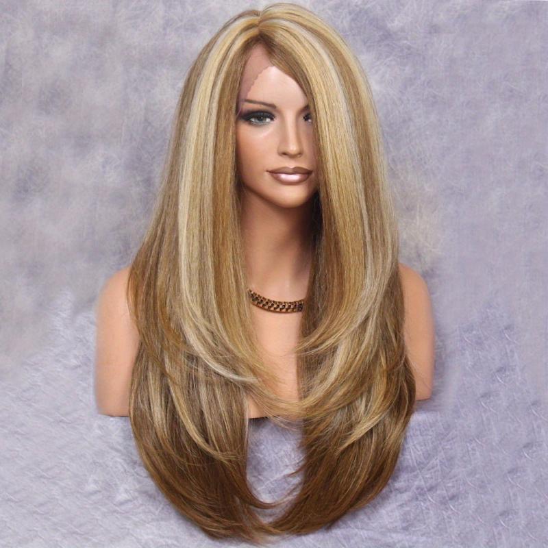Long Wavy Hair Wig 12 Cm Heat Resistant Synthetic Fiber None Lace