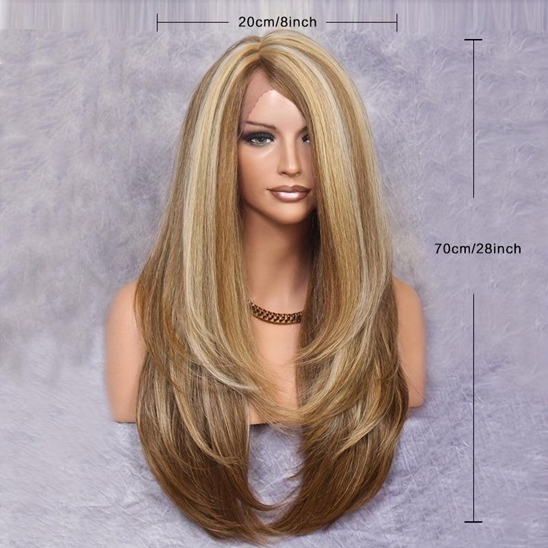 Long Wavy Hair Wig 12 Cm Heat Resistant Synthetic Fiber None Lace