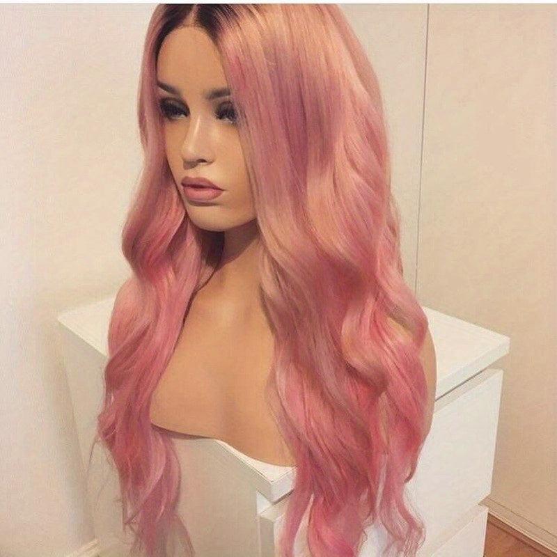 Long Wavy Hair Wig 12 Cm Heat Resistant Synthetic Fiber None Lace