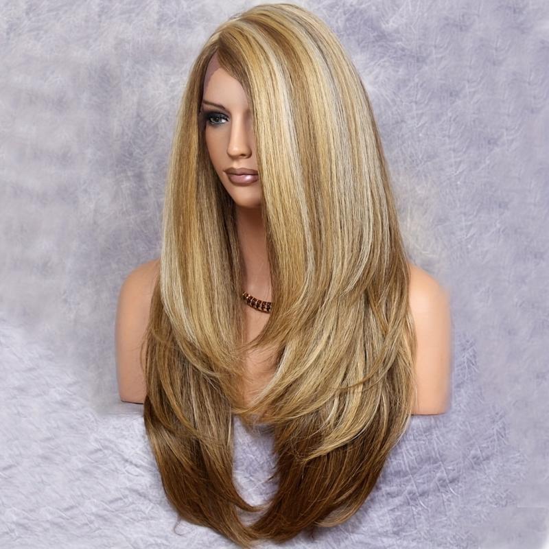 Long Wavy Hair Wig 12 Cm Heat Resistant Synthetic Fiber None Lace