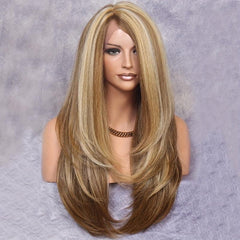 Long Wavy Hair Wig 12 Cm Heat Resistant Synthetic Fiber None Lace
