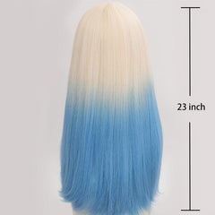 Ombre Long Straight Hair Wigs With Bangs for Cosplay Party Halloween