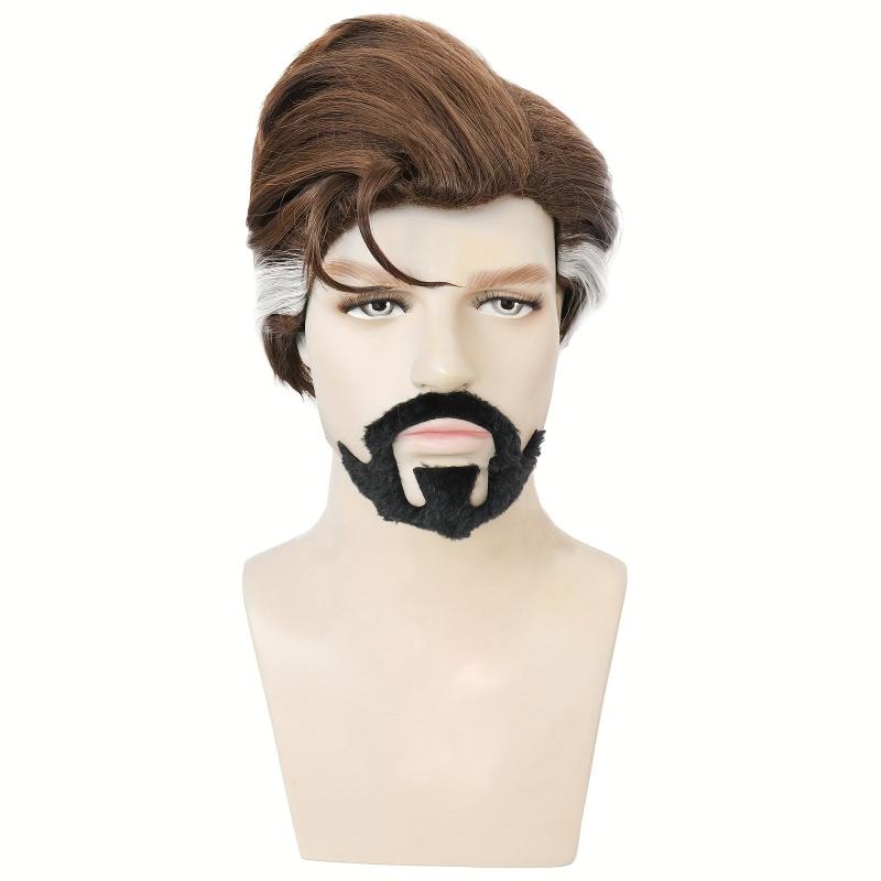 Curly Brown Wig with Wig Cap for Halloween Anime Cosplay