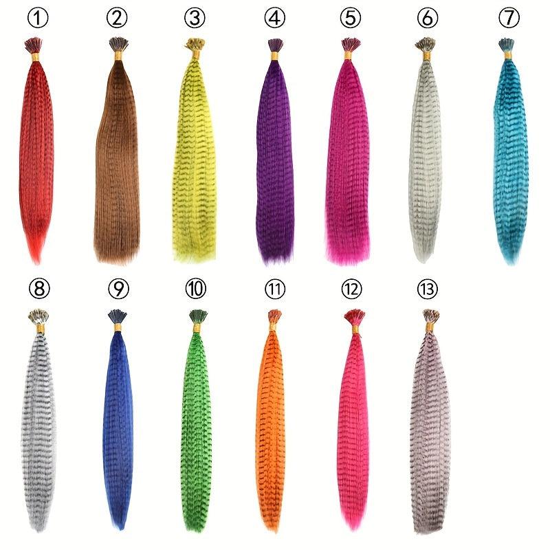 50PCS Colorful Feather Crochet Hair Extensions Synthetic Hair Pieces