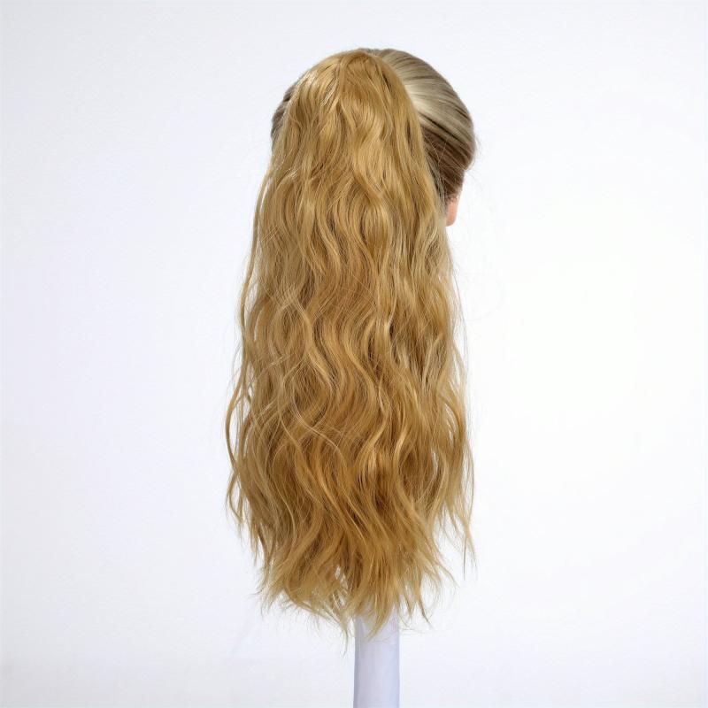 Long Curly Wavy Ponytail Extensions Clip In Natural Look