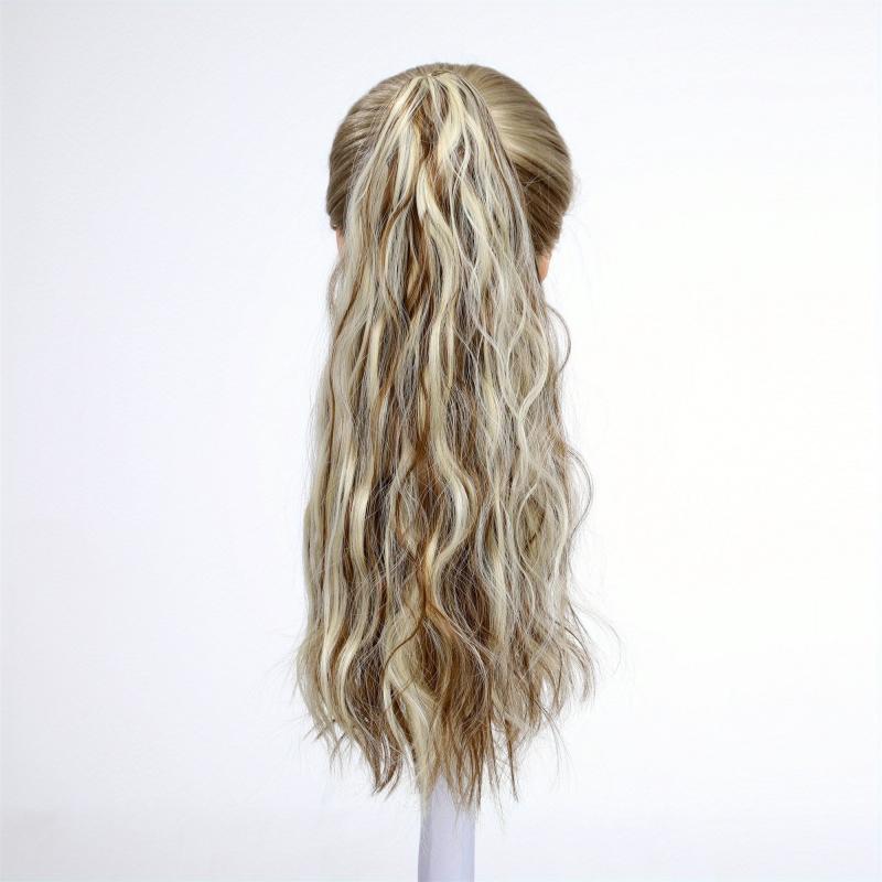 Long Curly Wavy Ponytail Extensions Clip In Natural Look