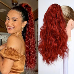 Long Curly Wavy Ponytail Extensions Clip In Natural Look