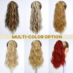 Long Curly Wavy Ponytail Extensions Clip In Natural Look