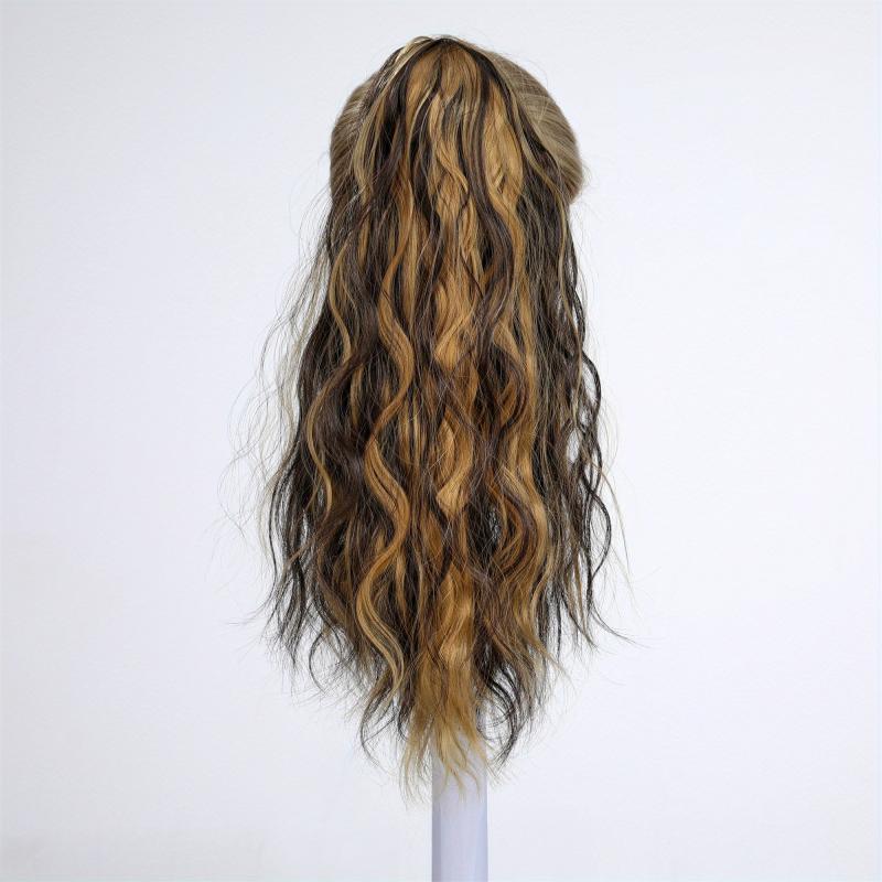 Long Curly Wavy Ponytail Extensions Clip In Natural Look