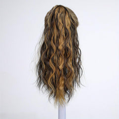 Long Curly Wavy Ponytail Extensions Clip In Natural Look