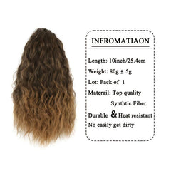 25CM Curly Ponytail Extension Drawstring Synthetic Hairpieces Clip In Hair