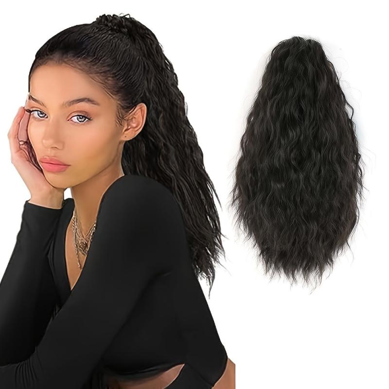 25CM Curly Ponytail Extension Drawstring Synthetic Hairpieces Clip In Hair