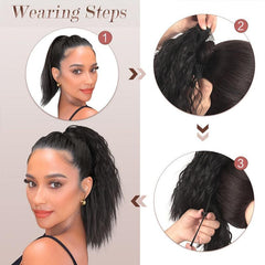 25CM Curly Ponytail Extension Drawstring Synthetic Hairpieces Clip In Hair