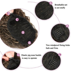 25CM Curly Ponytail Extension Drawstring Synthetic Hairpieces Clip In Hair