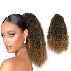 25CM Curly Ponytail Extension Drawstring Synthetic Hairpieces Clip In Hair