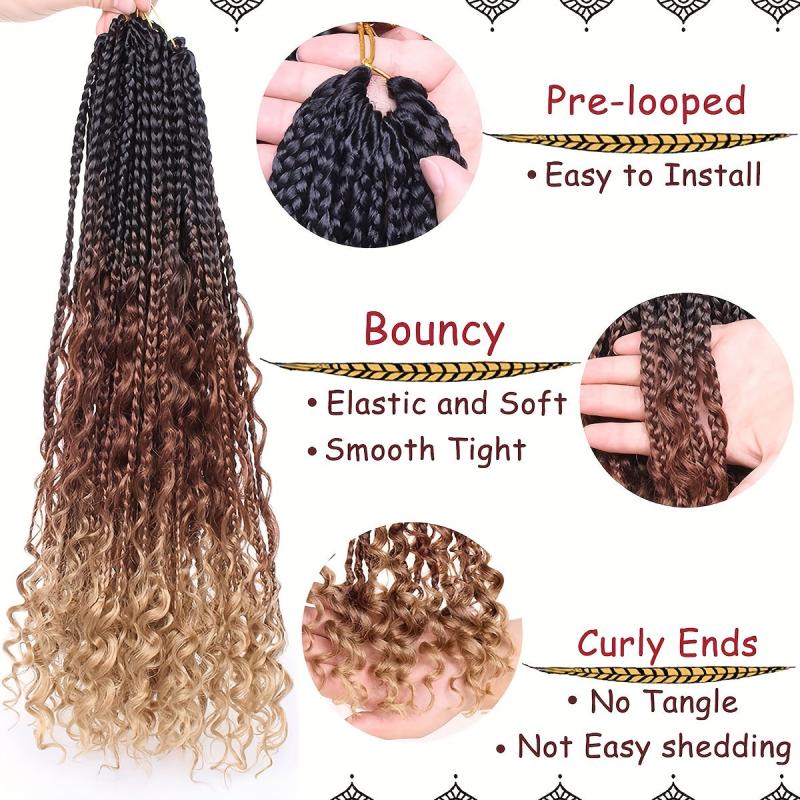 45 72 Cm Boho Box Braids 1 Pack 14 Strands Goddess Box Braids Crochet Hair