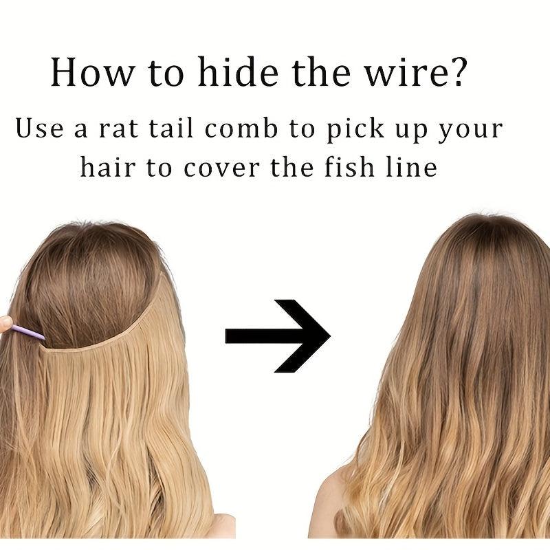 Long Straight Hair Pieces Synthetic Fishing Line Hair Extensions Daily Use