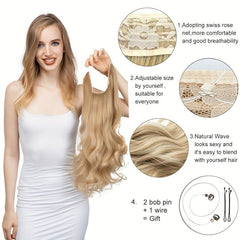 Long Straight Hair Pieces Synthetic Fishing Line Hair Extensions Daily Use