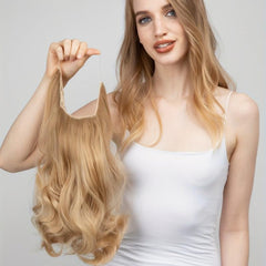 Long Straight Hair Pieces Synthetic Fishing Line Hair Extensions Daily Use