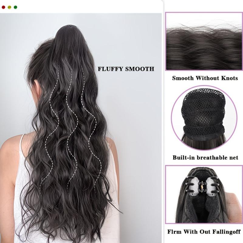 Curly Wavy Claw Ponytail Hair Extensions Natural Looking