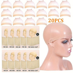 20 PCS Nylon Stocking Wig Cap Thin Bald Cap For Women Strap Elastic Band