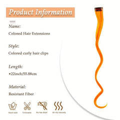 12pcs Colorful Curly Wavy Hair Extensions Clip In - Party Cosplay Halloween