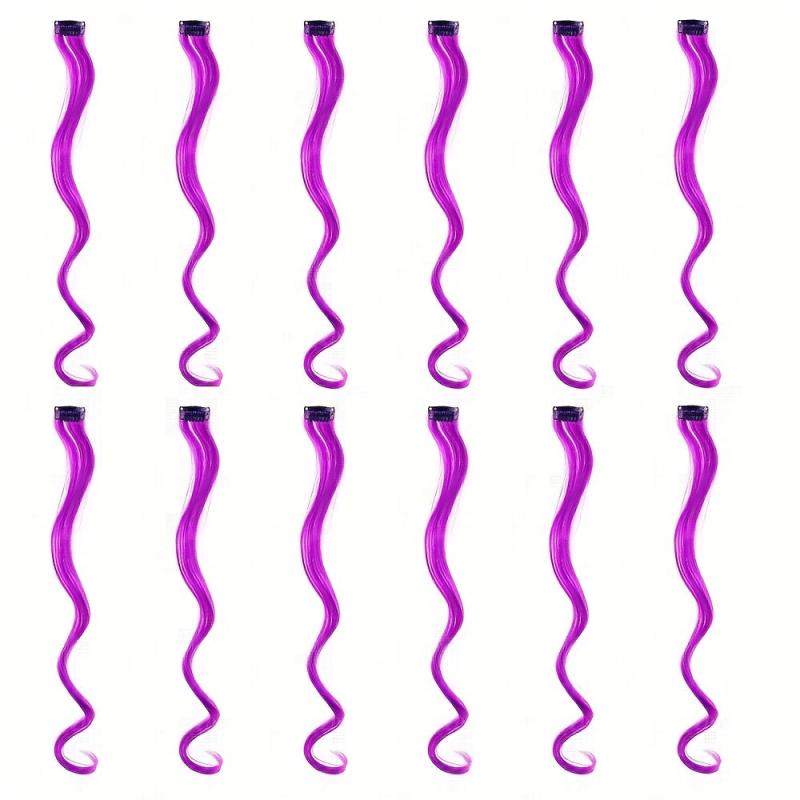 12pcs Colorful Curly Wavy Hair Extensions Clip In - Party Cosplay Halloween