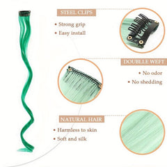 12pcs Colorful Curly Wavy Hair Extensions Clip In - Party Cosplay Halloween