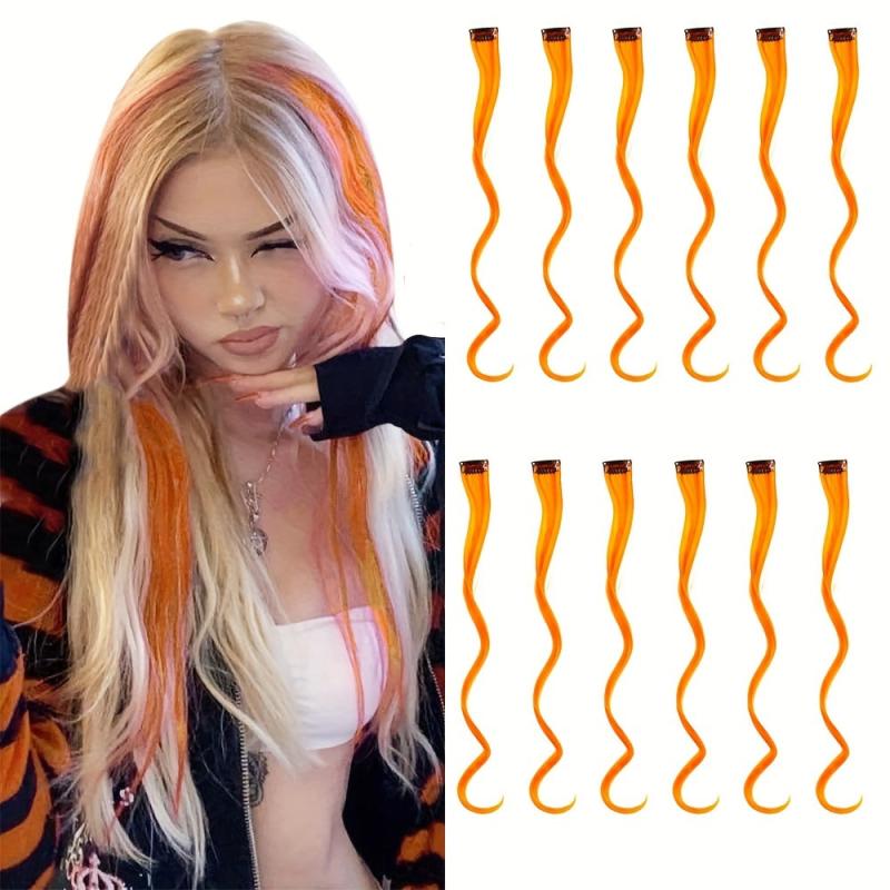 12pcs Colorful Curly Wavy Hair Extensions Clip In - Party Cosplay Halloween