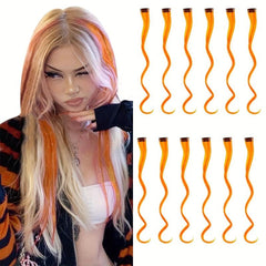 12pcs Colorful Curly Wavy Hair Extensions Clip In - Party Cosplay Halloween