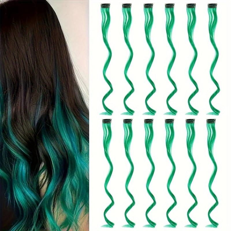 12pcs Colorful Curly Wavy Hair Extensions Clip In - Party Cosplay Halloween