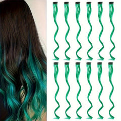 12pcs Colorful Curly Wavy Hair Extensions Clip In - Party Cosplay Halloween